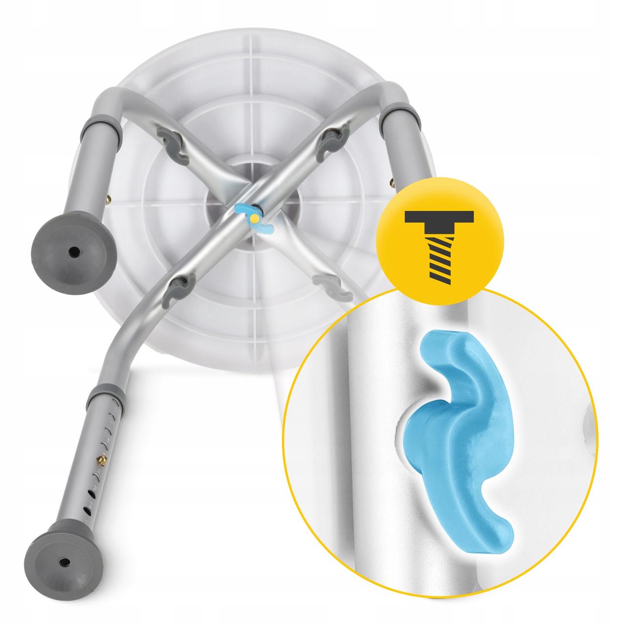 Стул-табурет поворотный 4FIZJO для ванной и душа регулируемый White/Grey (P-5905973403412) - фото 6