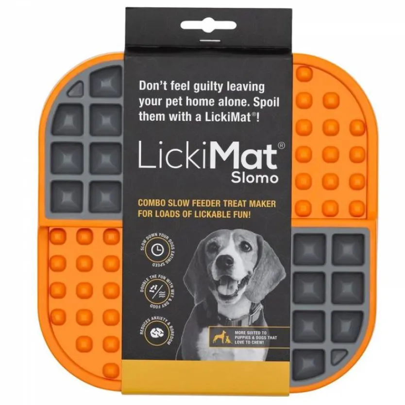 Килимок комбінований для ласощів LickiMat Slomo 20x20 см Помаранчевий - фото 1 Килимок комбінований для ласощів LickiMat Slomo 20x20 см Помаранчевий - фото 1