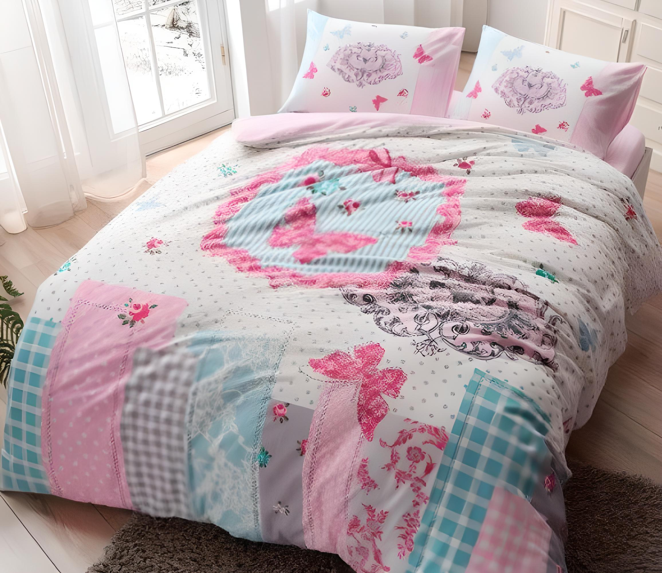 Комплект постельного белья TAC Buterfly евро фланель (SA-5696)