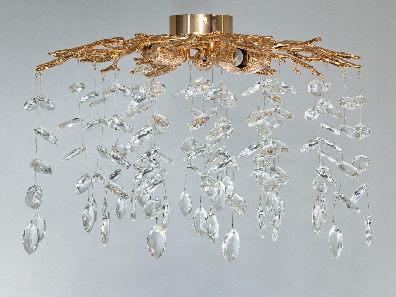 Потолочная люстра для гостиной LED Diasha P8060/D500GD Глициния с хрустальными подвесками 5xE14 Золотой (3002272980)