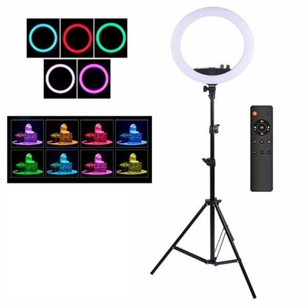 Кольцевая лампа для студийного освещения LED RL-14 Soft Ring с пультом и штативом для фото и видео - фото 3
