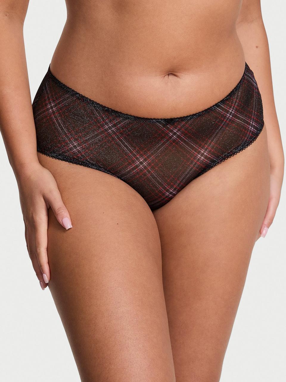 Трусики женские Victoria's Secret Shimmer Mesh Cheeky Panty XS Черный (2989959798961)
