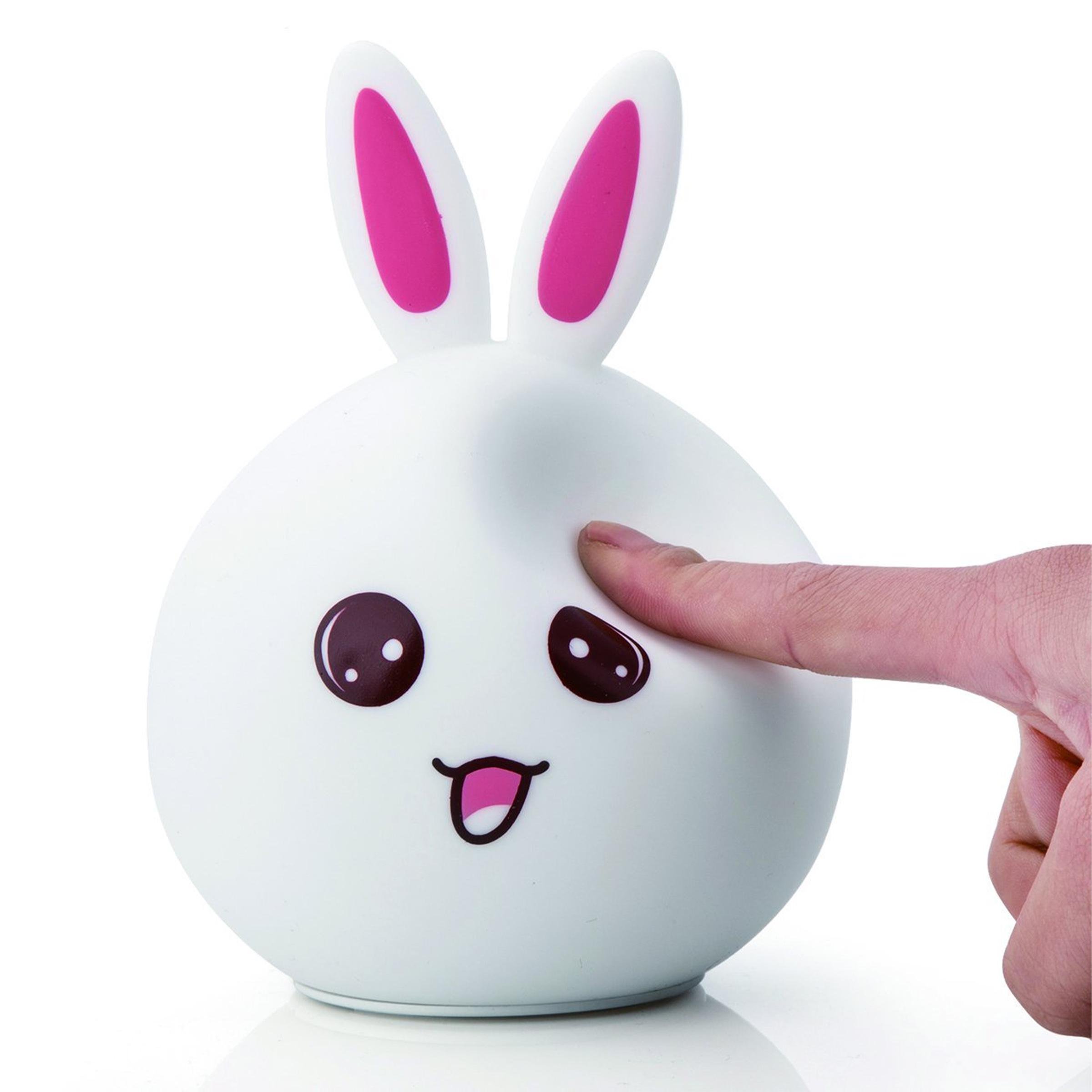 Ночник силиконовый сенсорный Кролик с ушками с пультом 16 цв. Розовый Ночник силиконовый сенсорный Кролик с ушками с пультом 16 цв. Розовый