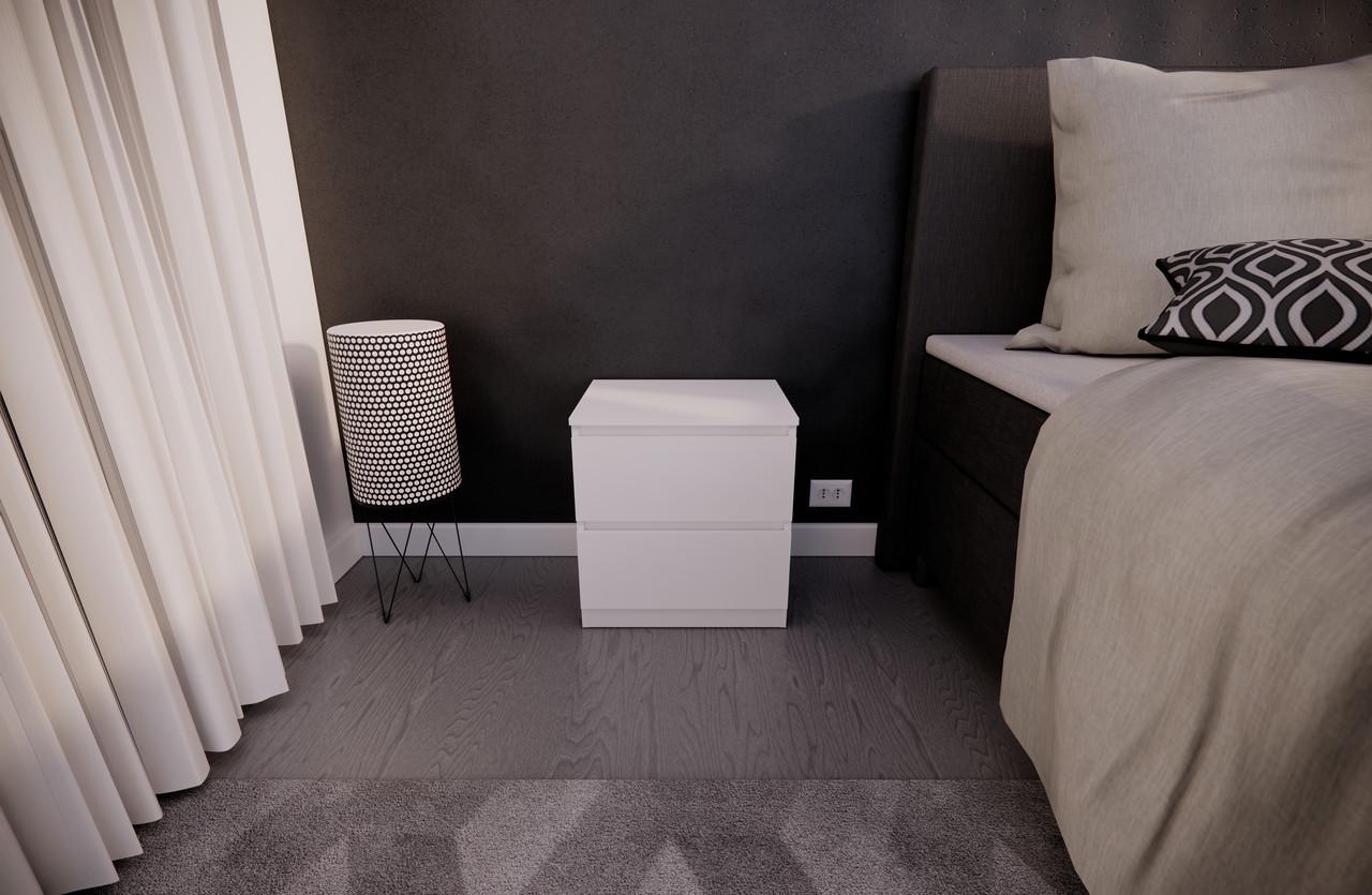 Тумба приліжкова MEBEX на 2 шухляди 60х40х54,4 см Білий (VS2B600WH) - фото 3