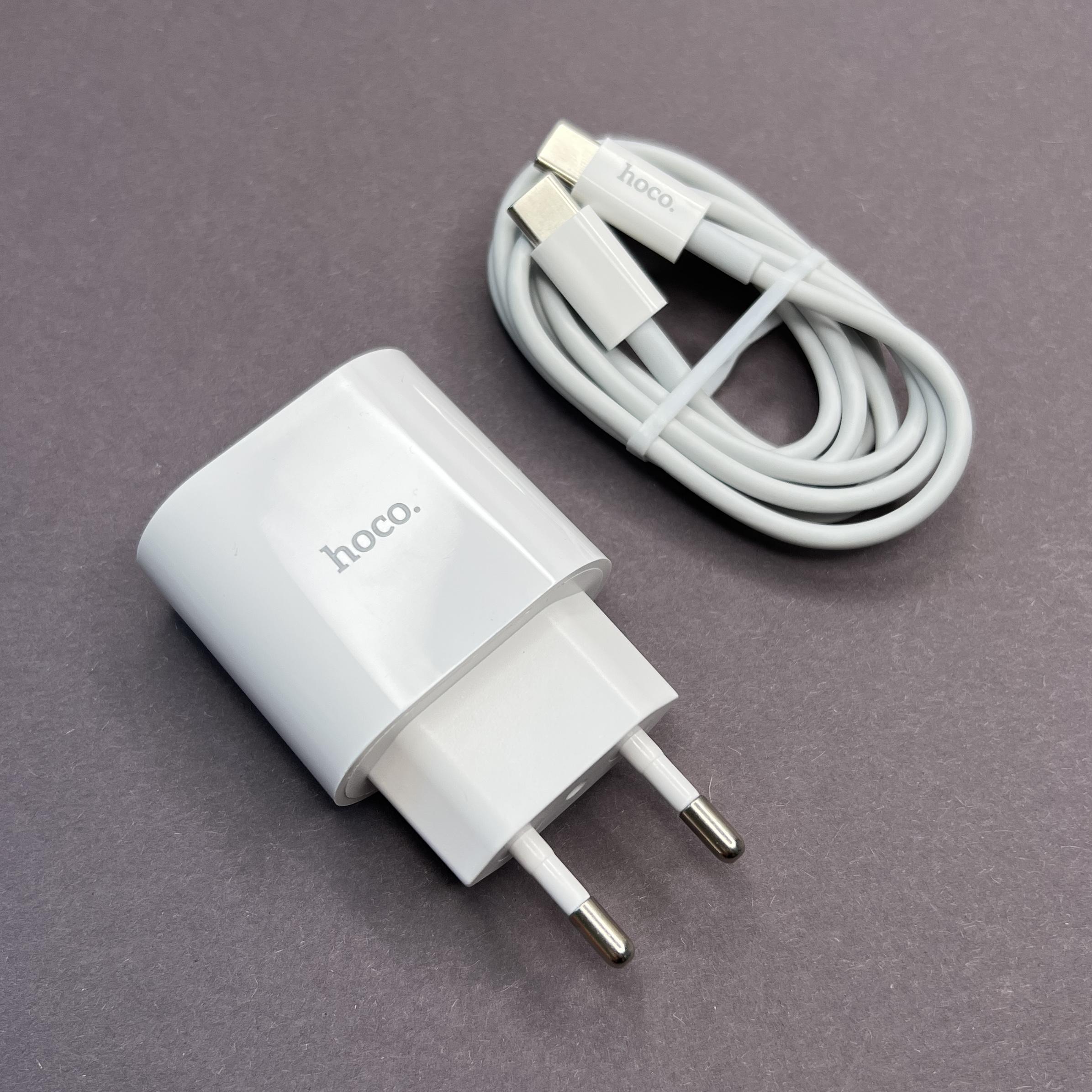 Блок/кабель Hoco C94A PD20W USB-C Type-C to Type-C для iPhone/iPad/Samsung/Xiaomi быстрая зарядка (476665)