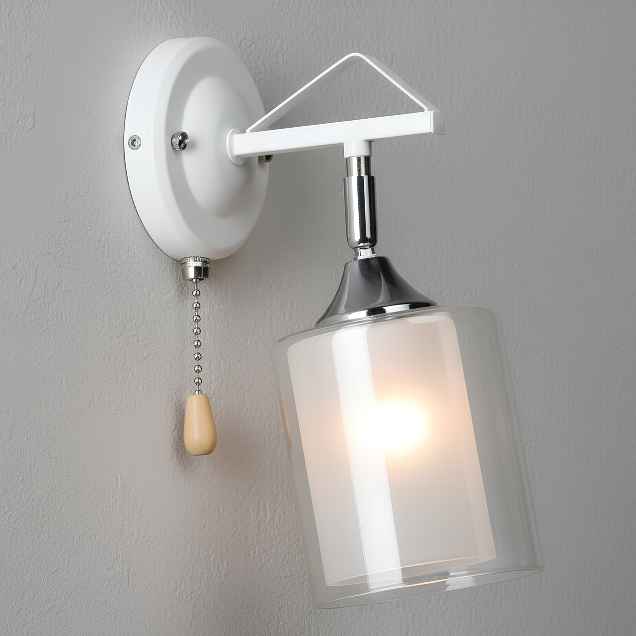 Бра Valeso с металлическим каркасом под одну лампу Е27 Белый/Хром (B N6652/1W WT+CR)