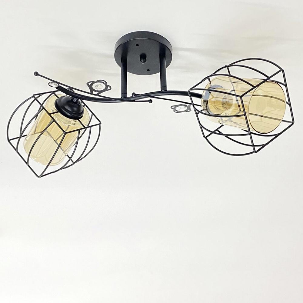 Люстра потолочная Light House SRS-20304/2 плафоны янтарные Черный Люстра потолочная Light House SRS-20304/2 плафоны янтарные Черный