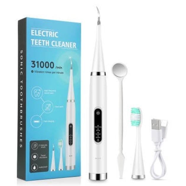 Зубная щетка скалер Electric Teeth Cleaner электрическая ультразвуковая для удаления камней/отбеливание зубов Белый