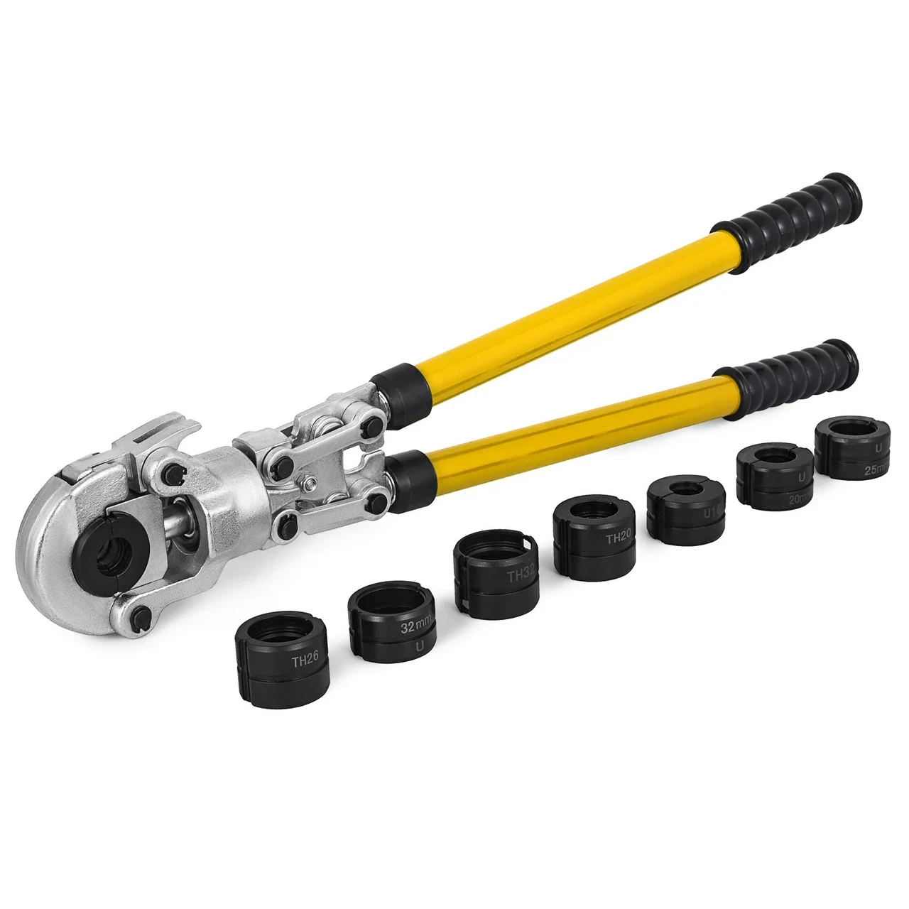 Инструмент для труб обжимной Vevor с 8 насадками 6 тонн поворотная головка 360° Ø 16-32 мм