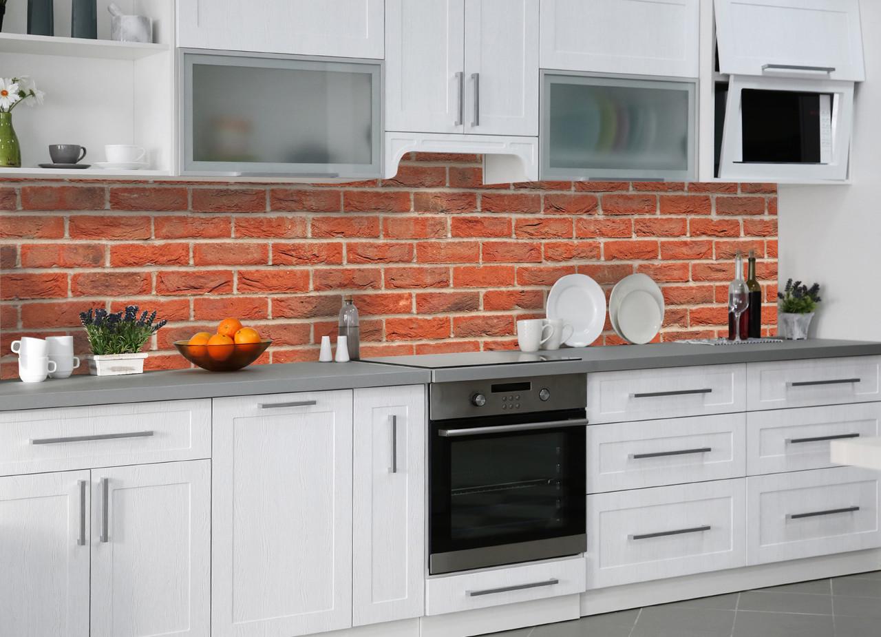 Кухонный фартук Красный кирпич 01 из самоклеющейся виниловой пленки 60х250 см Коричневый