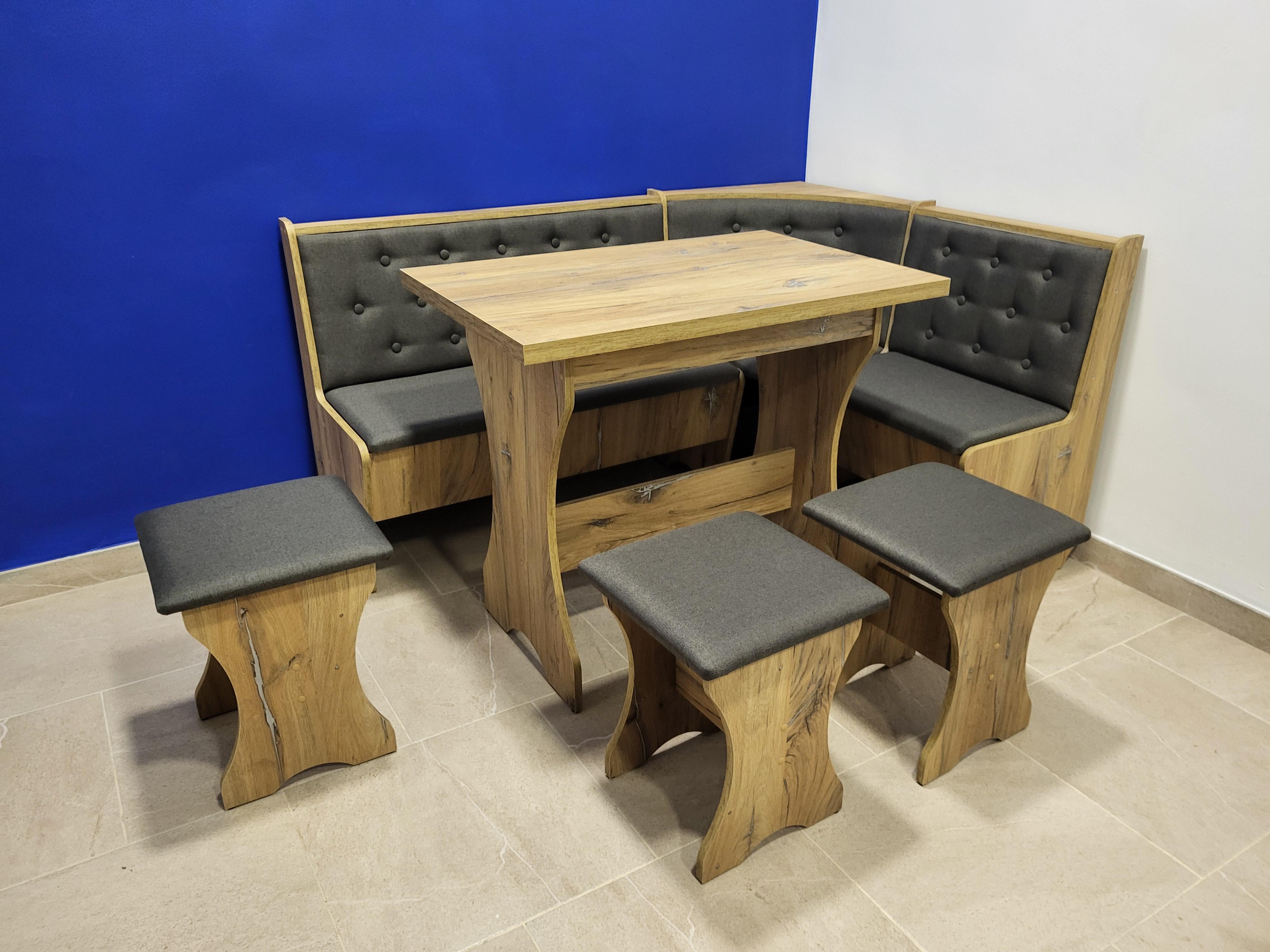 Кухонный уголок Семейный со столом и 3 табуретками 113,5х153,5 см Дуб Флагшток/Мальмо (KSTTT-DF-M)