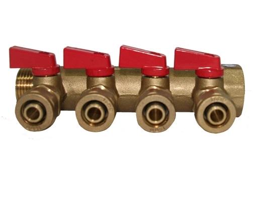 Колектор з перекриттям SANTAN 16х3/4" латунний 4 контури (49590)