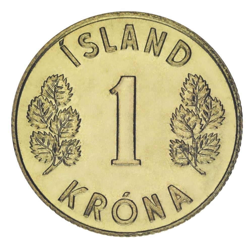 Коллекционная монета Исландия 1 крона 1975 года UNC (М20609)