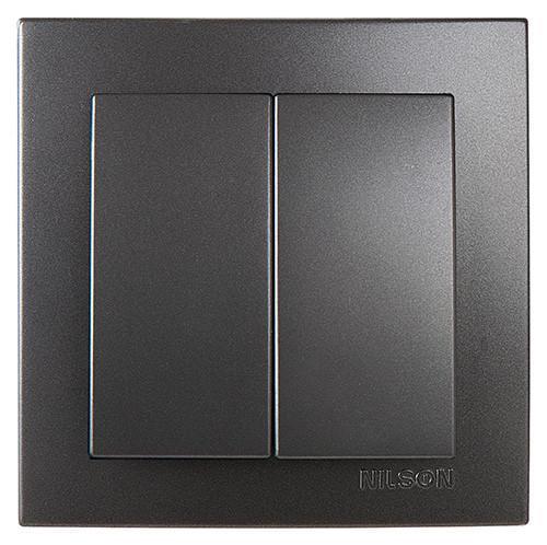 Вимикач двоклавішний Nilson Touran Антрацит (27548790)