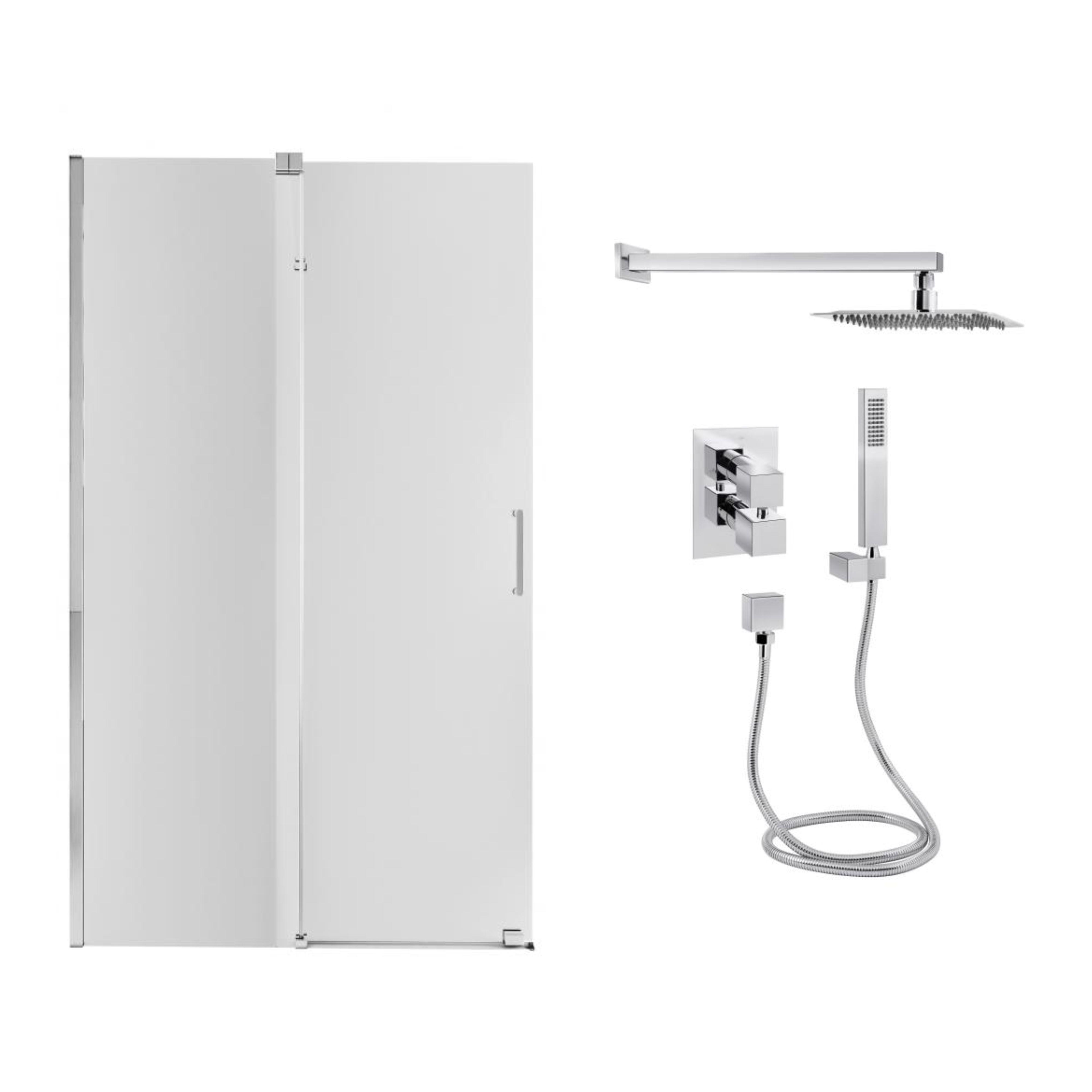 Комплект стена Qtap Walk-In GLIDE 120x190 см/душевой набор скрытого монтажа с термостатом (SD00050979)