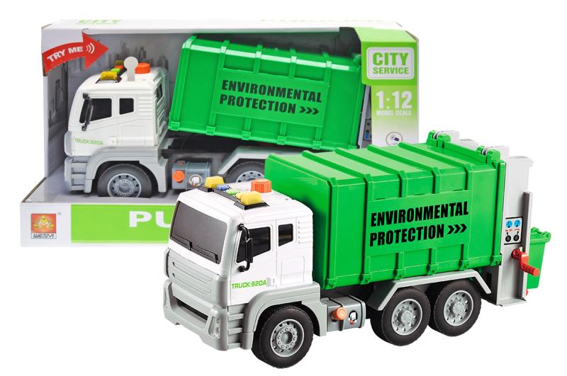 Машинка инерционная WenYi Мусоровоз 35,5х14,5х21 см Зеленый (WY820A)