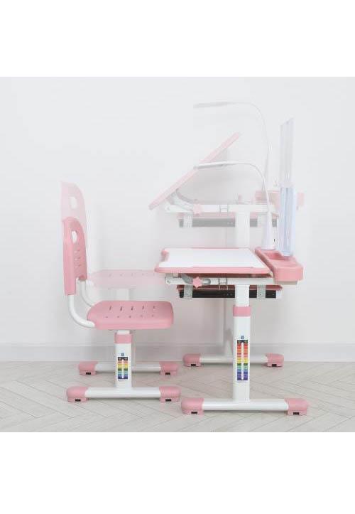 Дитяча парта одномісна зі стільчиком Bambi регульована з лампою та підставкою для книг M Біло-рожевий (5068-8-2) - фото 5 Дитяча парта одномісна зі стільчиком Bambi регульована з лампою та підставкою для книг M Біло-рожевий (5068-8-2) - фото 5