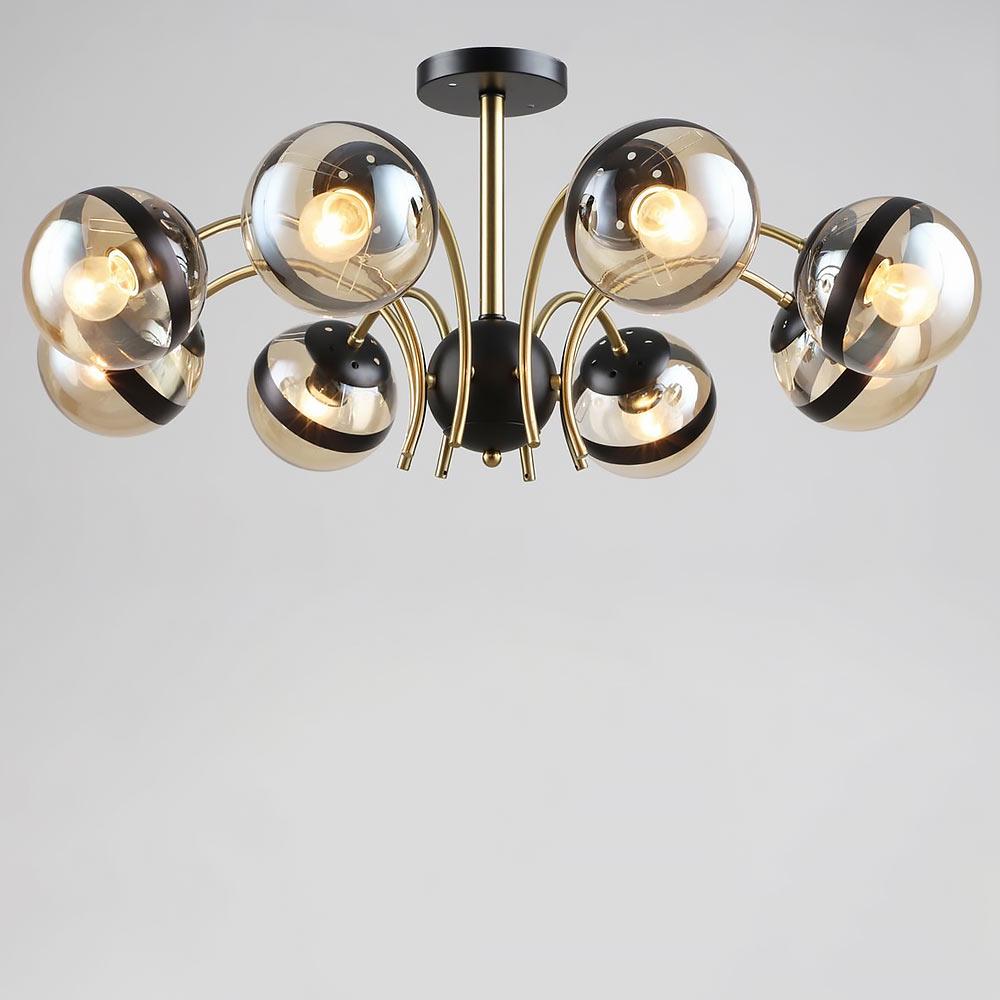Люстра потолочная в гостиную современная Lighthouse SRS-19831/8 COP+BK Черный/Золотой