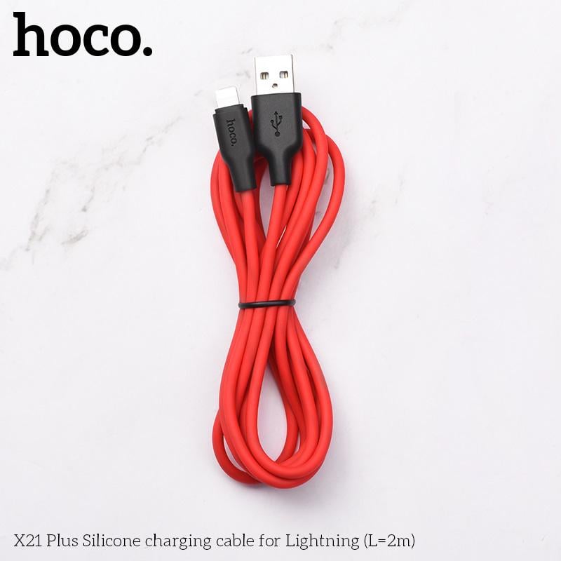 Кабель Hoco Lightning Silicone X21 Plus 2 м Black/Red (4607761f) - фото 2