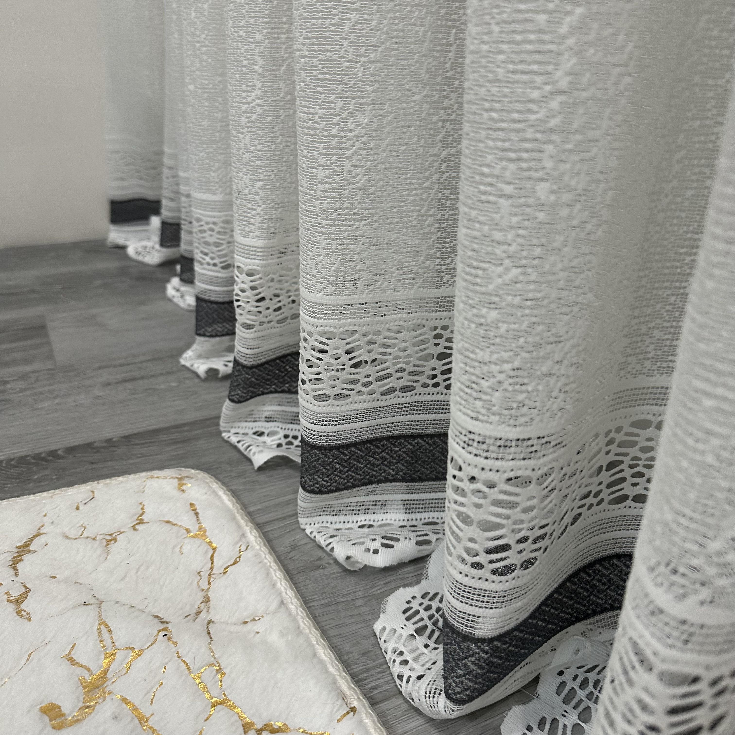 Тюль жаккард готова с узором 300х270 см на тесьме 6 см 2 ряда петель Серый/Белый (ТПС-3) - фото 5 Тюль жаккард готова с узором 300х270 см на тесьме 6 см 2 ряда петель Серый/Белый (ТПС-3) - фото 5