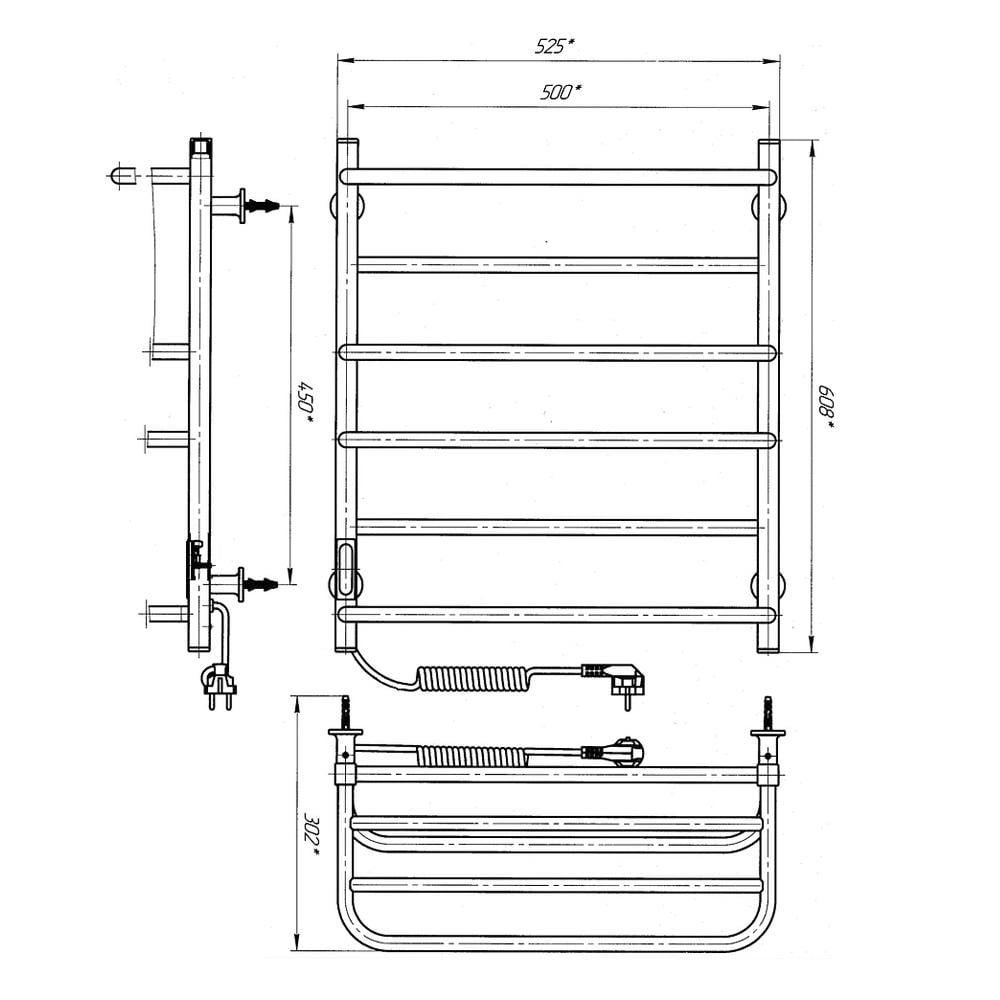 Полотенцесушитель электрический Laris Зебра Комфорт ЧФ6 стальная 500х600 мм с полкой и левым подключением Белый (132-127-73207782) - фото 6 Полотенцесушитель электрический Laris Зебра Комфорт ЧФ6 стальная 500х600 мм с полкой и левым подключением Белый (132-127-73207782) - фото 6