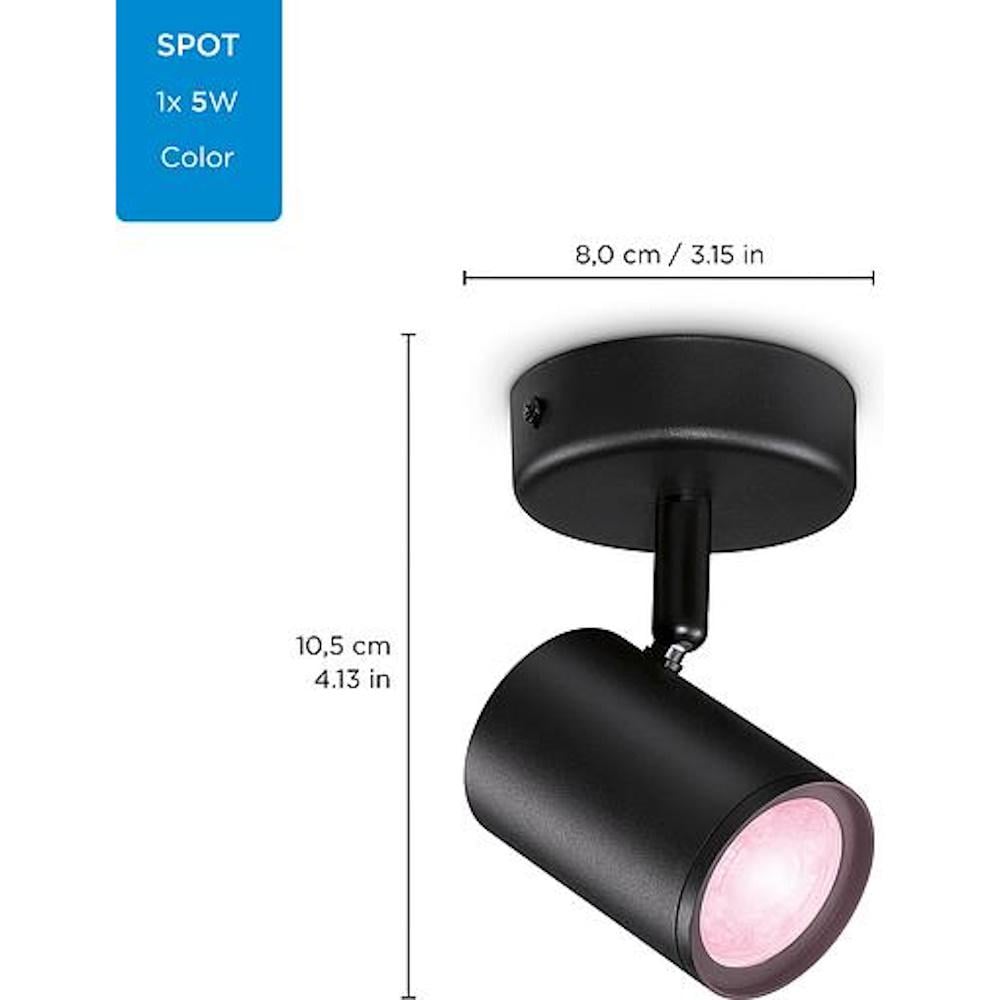 Умный светильник WiZ IMAGEO Spots накладной 1х5W 2200-6500K RGB Wi-Fi Черный (929002659001) - фото 6