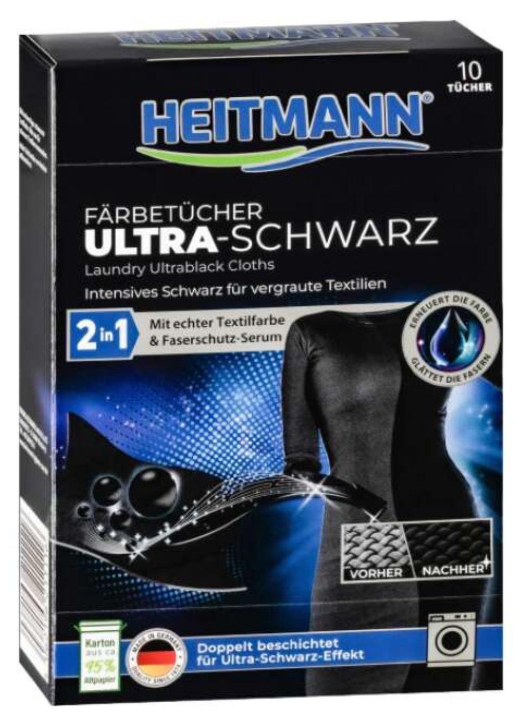 Серветки для відновлення чорних тканин Heitmann Farbetucher Ultra-Schwarz 2в1 10 шт. (Е-01787)