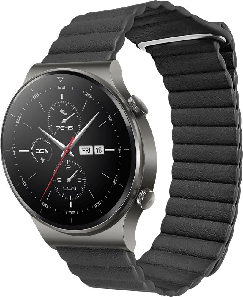 Ремешок кожаный Genis для Huawei Watch GT 2 Pro Black (26534-2B)