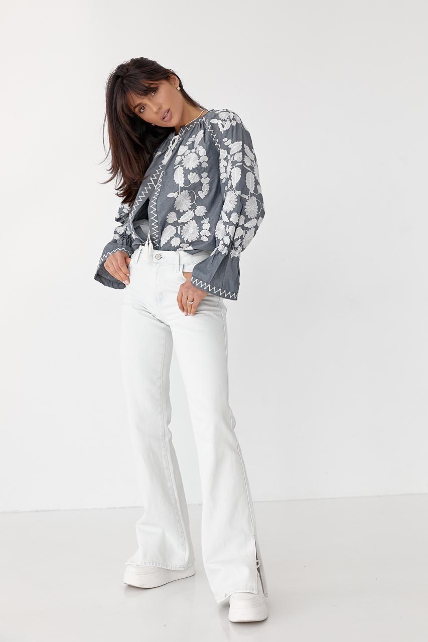 Вышиванка на завязках S Серый (10220189) - фото 6 Вышиванка на завязках S Серый (10220189) - фото 6