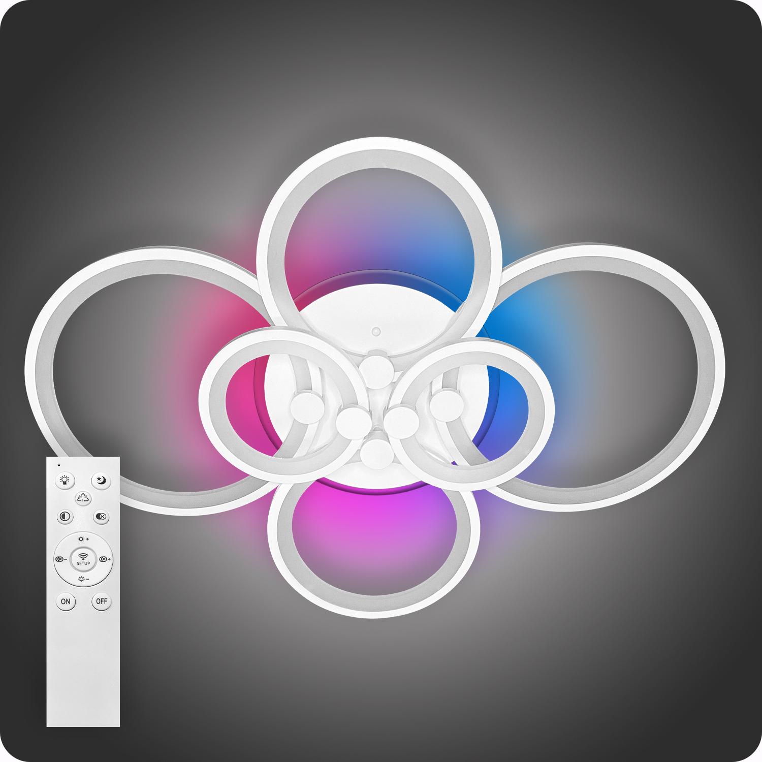 Люстра світлодіодна 517 Light 3color з пультом 156 Вт Білий (01754)