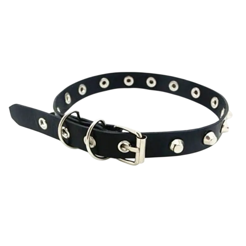 Чокер шкіряний з циліндрами (11233)