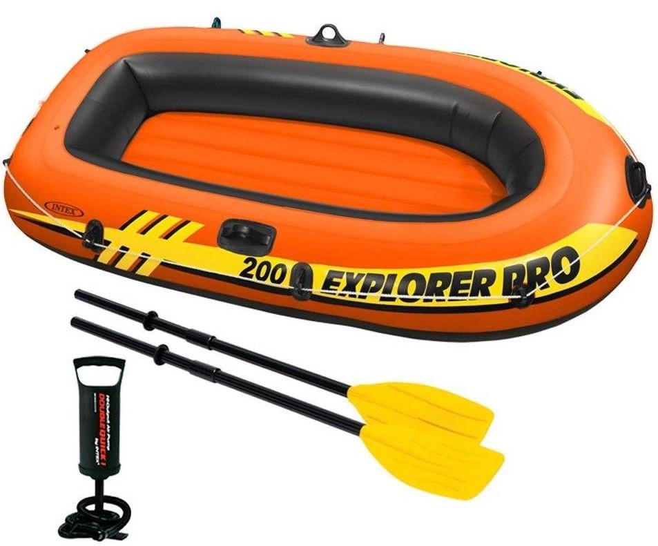 Надувная лодка двухместная Intex Explorer Pro 200 с веслами и насосом 196х102х33 см до 120 кг (34641854)