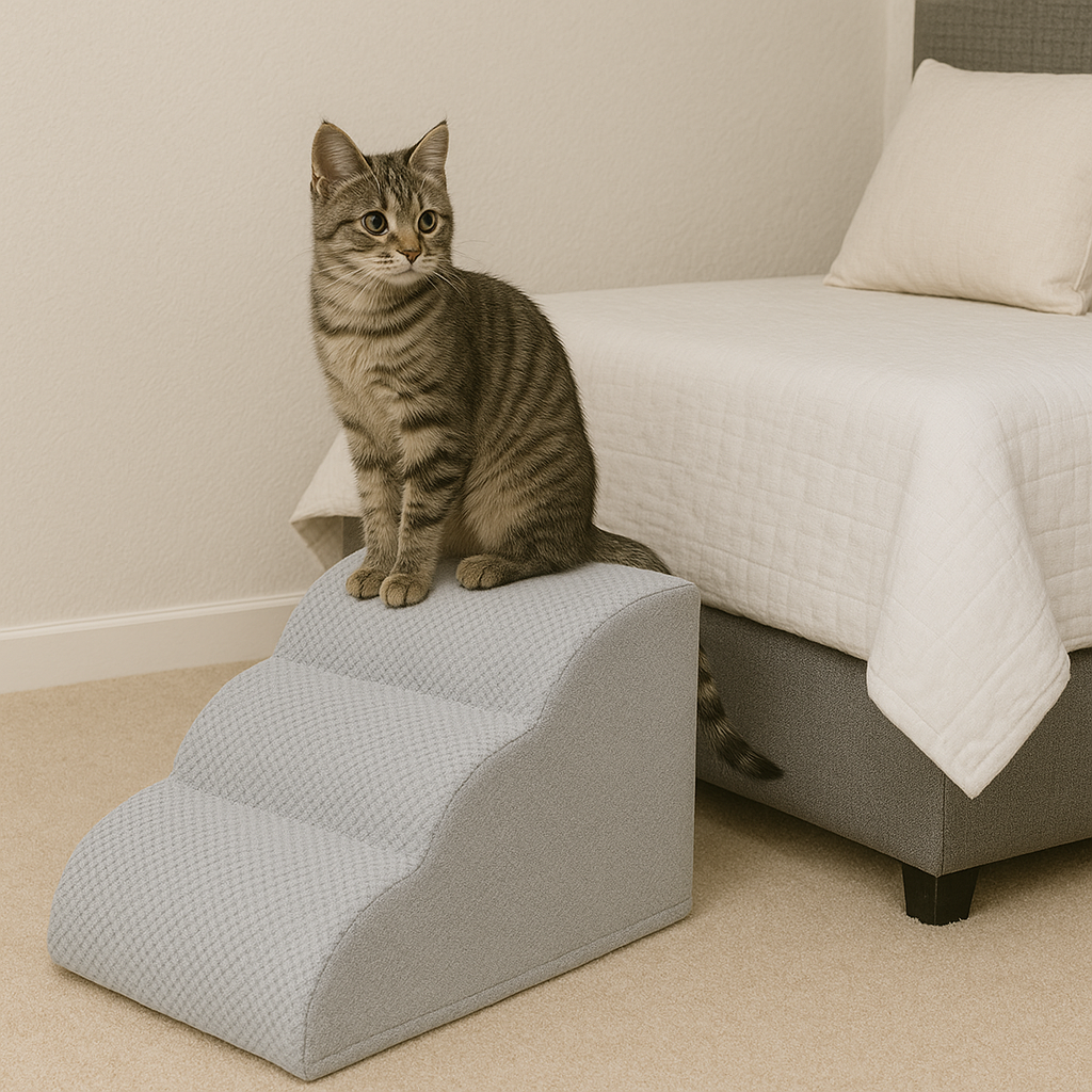 Сходинки для собак та котів м'які 40х36х60 см Світло-сірий (30644243)