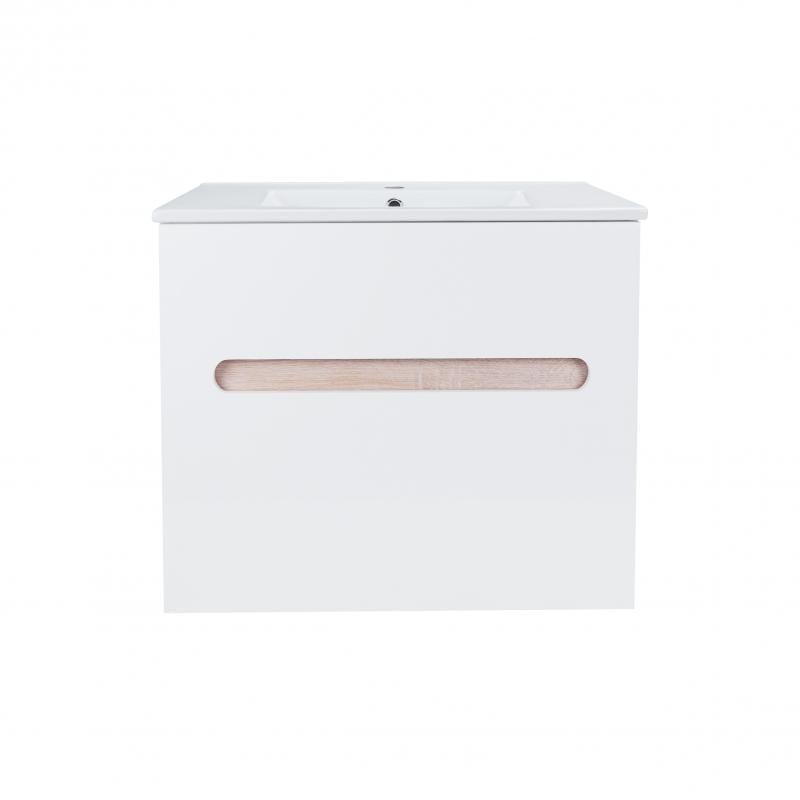 Комплект тумба подвесная и раковина врезная Q-tap Virgo 700х580х437 White/Whitish oak (QT1872TPА7013070CW)
