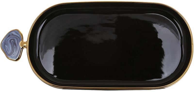 Блюдо з декоративною ручкою Gold Line 25,5х11,5 см Чорний (32329489) - фото 1 Блюдо з декоративною ручкою Gold Line 25,5х11,5 см Чорний (32329489) - фото 1