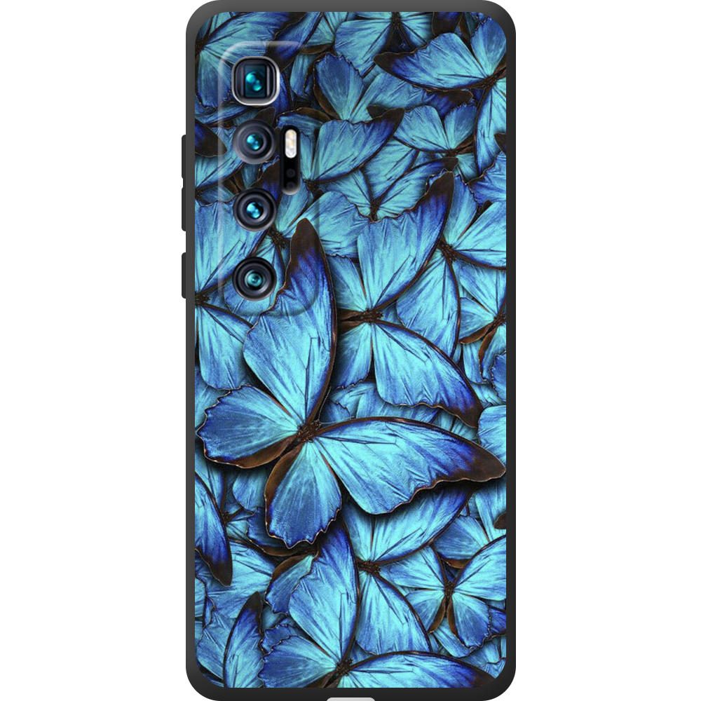 Чехол BoxFace Xiaomi Mi 10 Ultra лазурные бабочки Черный силикон (44423-up1550-44450)