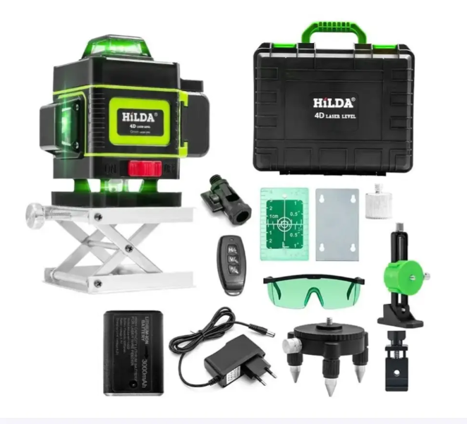 Лазерный уровень Hilda 4D в кейсе 16 линий зеленый луч - фото 4 Лазерный уровень Hilda 4D в кейсе 16 линий зеленый луч - фото 4