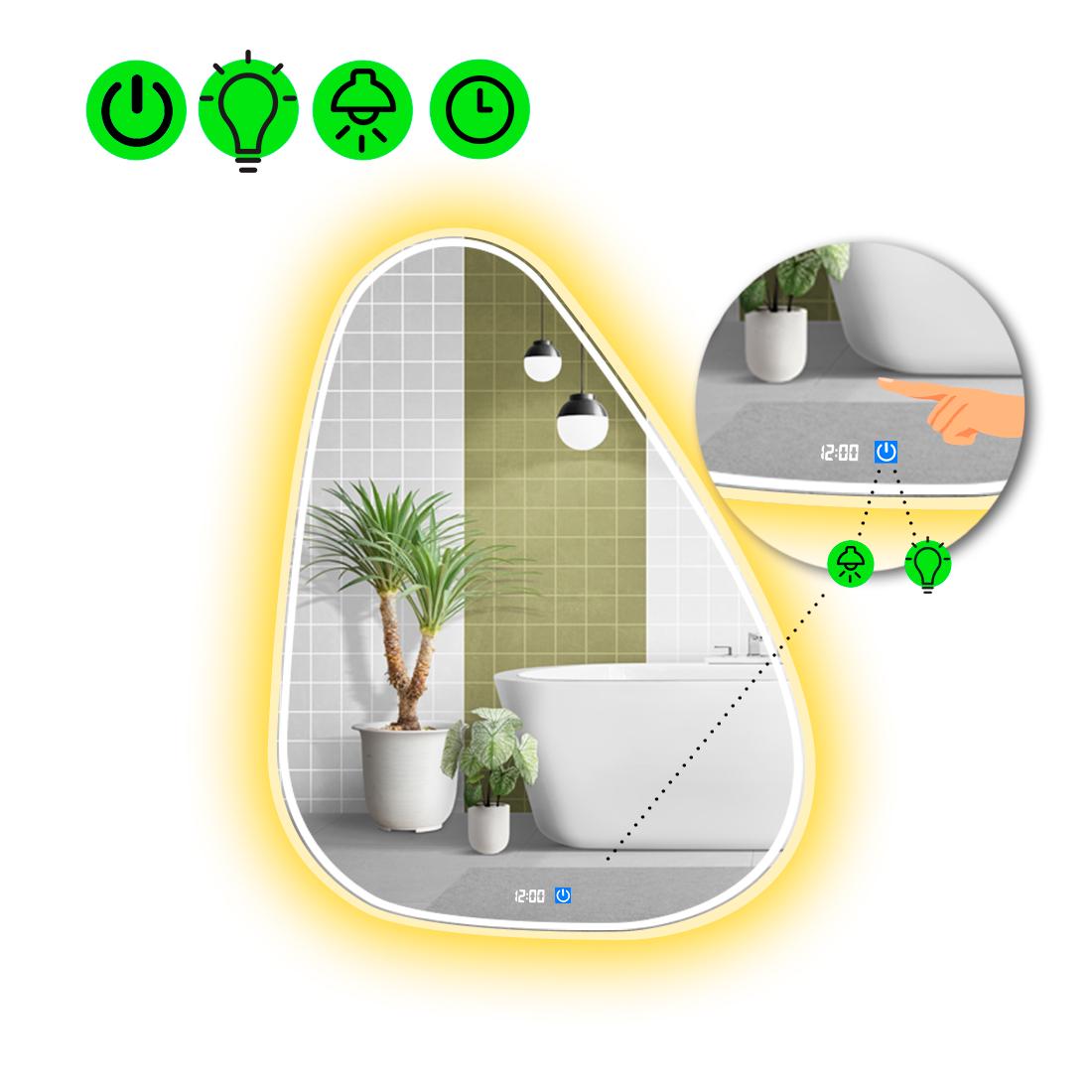 Зеркало с LED подсветкой Doccia 4 с сенсором и часами 120x96 см (8776456)