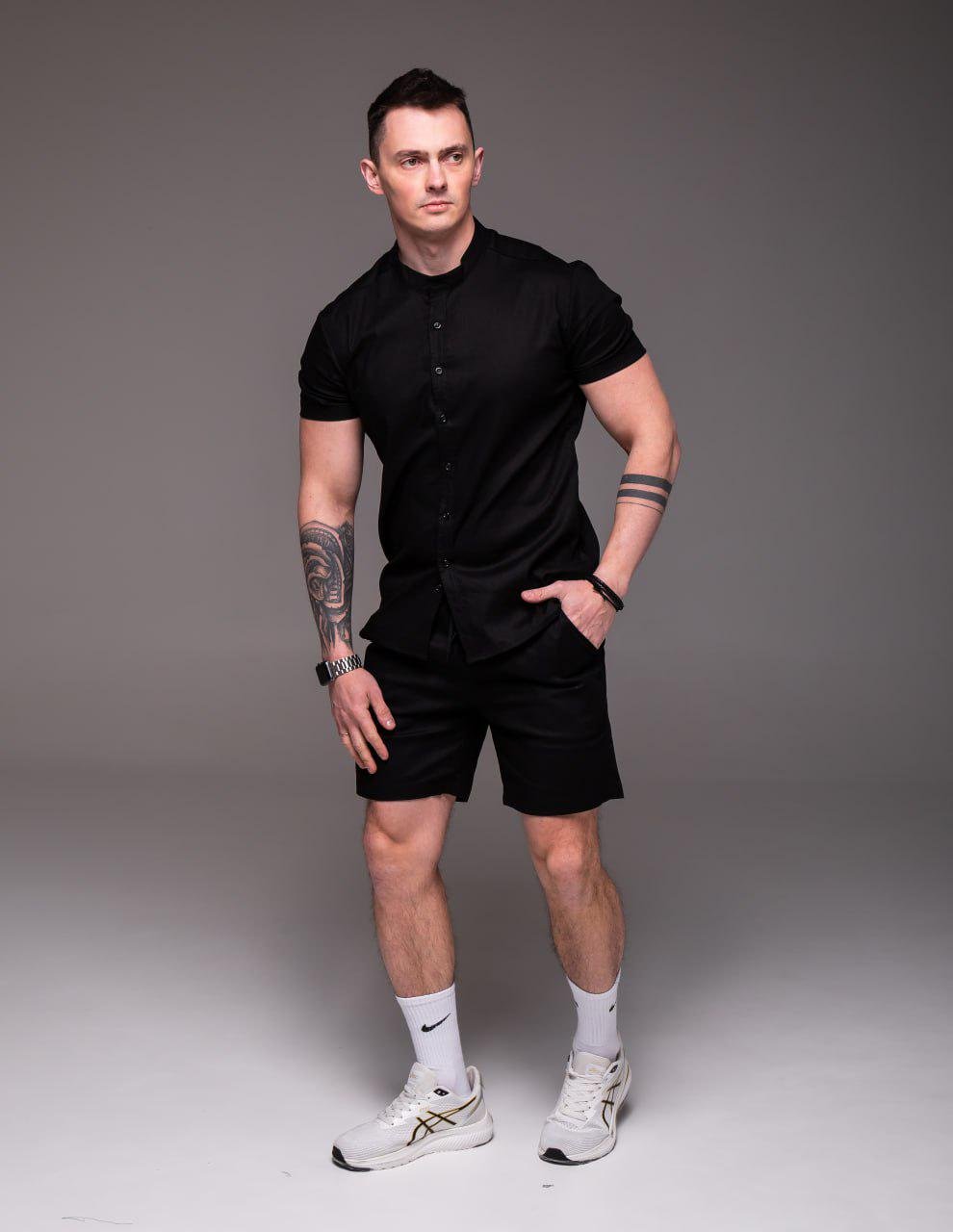 Костюм мужской льняной L Черный (2350/2)