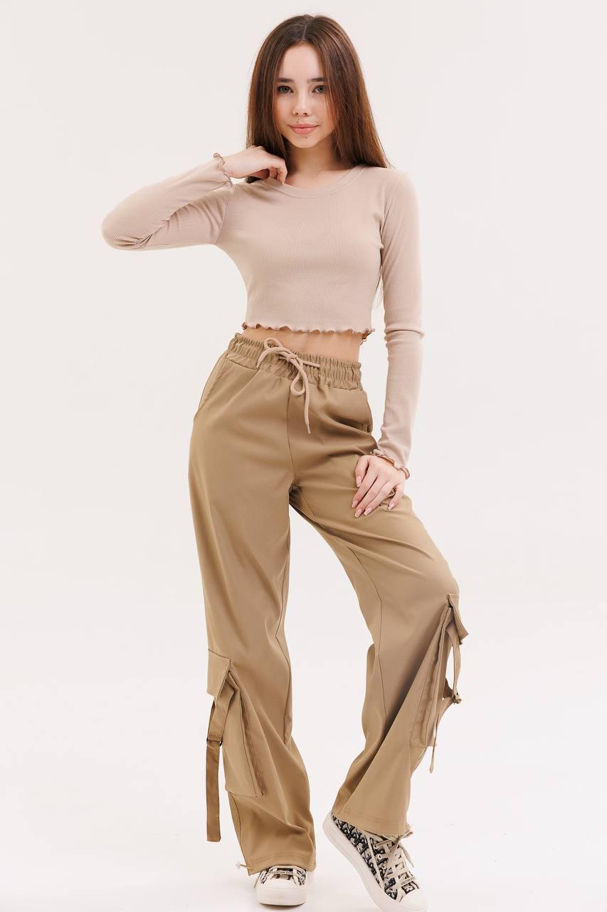 Штаны карго для девочки р. 152 Бежевый (126919) Штаны карго для девочки р. 152 Бежевый (126919)