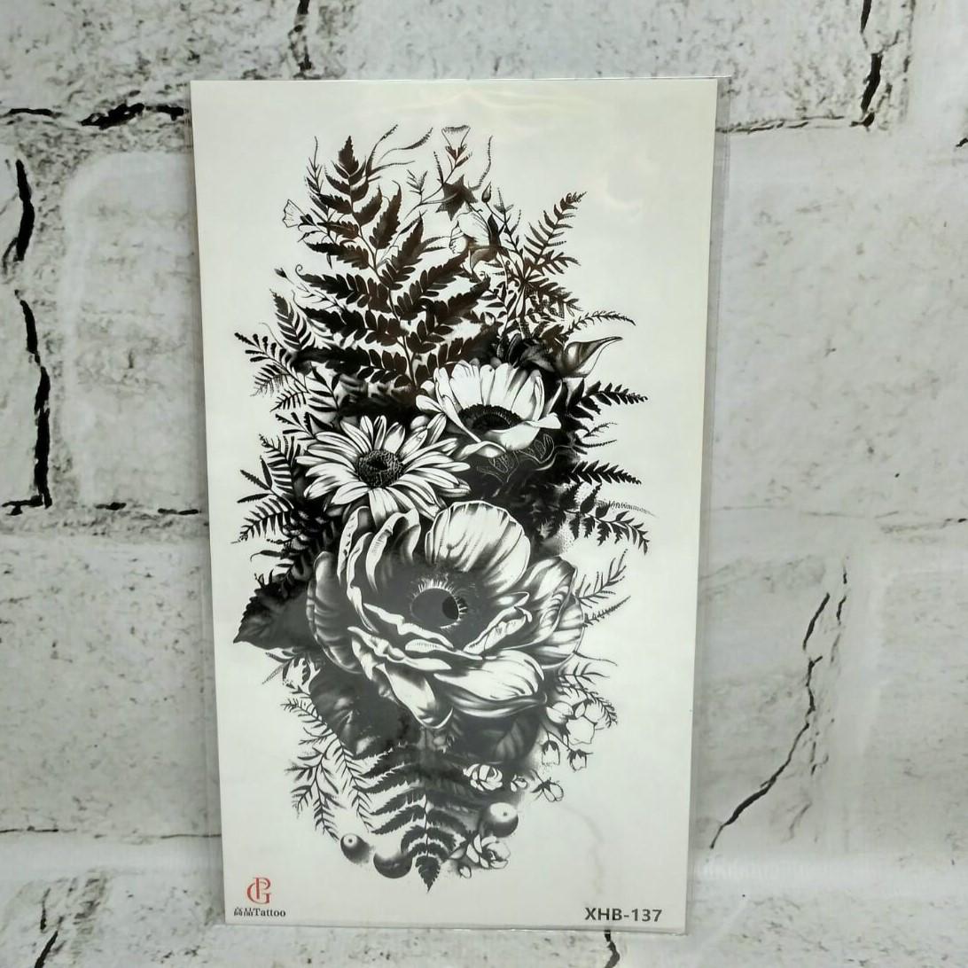 Тату временное Цветы лист 11,5x21 см (XHB-137)