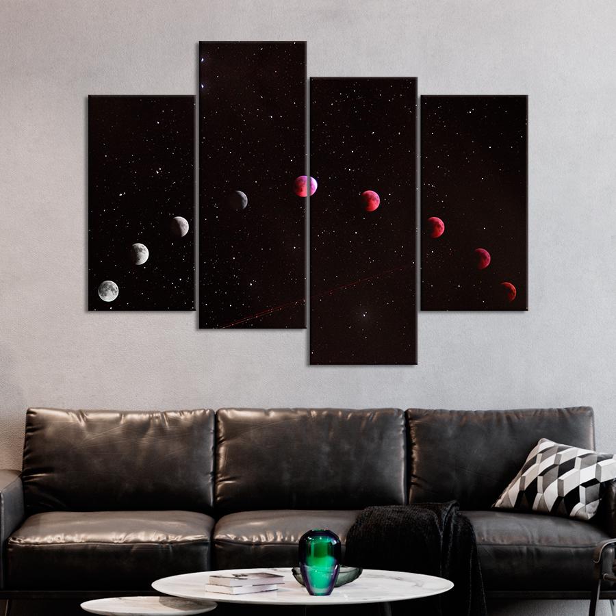 Картина космос Лунное затмение в космосе 149x106 см (A1283-4)