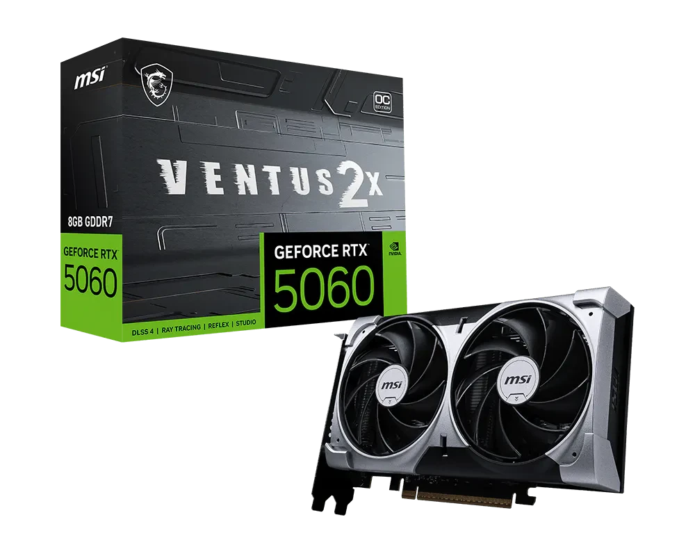 Видеокарта RTX 5060 8GB GDDR7 Ventus 2X OC MSI (GeForce RTX 5060 8G VENTUS 2X OC)