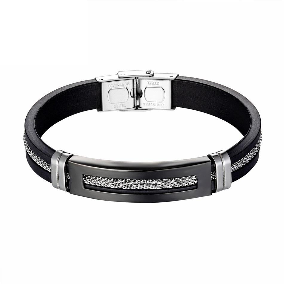 Браслет из медицинской стали на силиконовом ремешке 20 см (BSS-043)