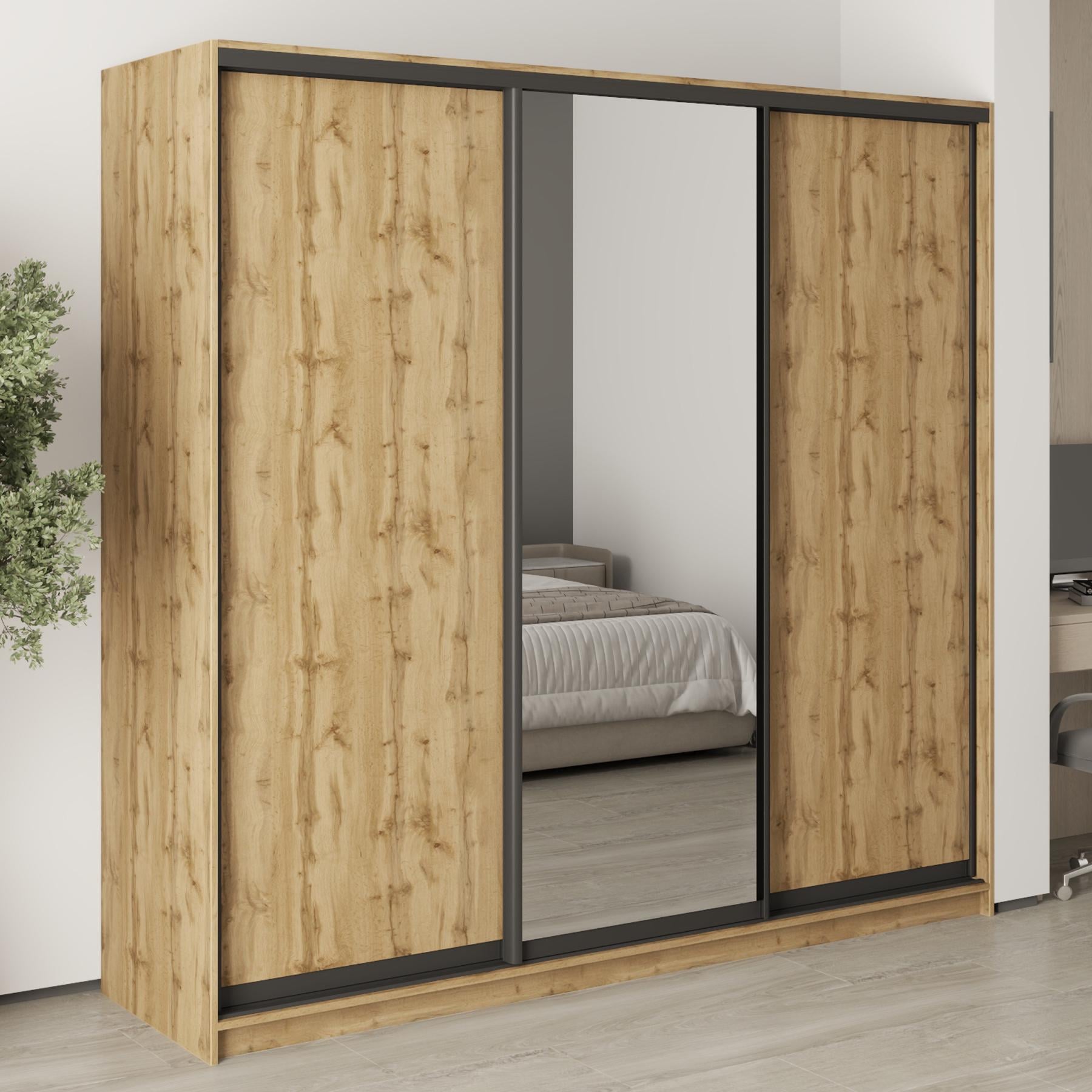 Шкаф-купе трехдверный MebelStar Стандарт BG 2 ДСП/зеркало 220x60x210 см Дуб тахо (MBS-8434)