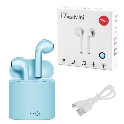 Наушники беспроводные HBQ TWS i7 mini Bluetooth с кейсом Голубой