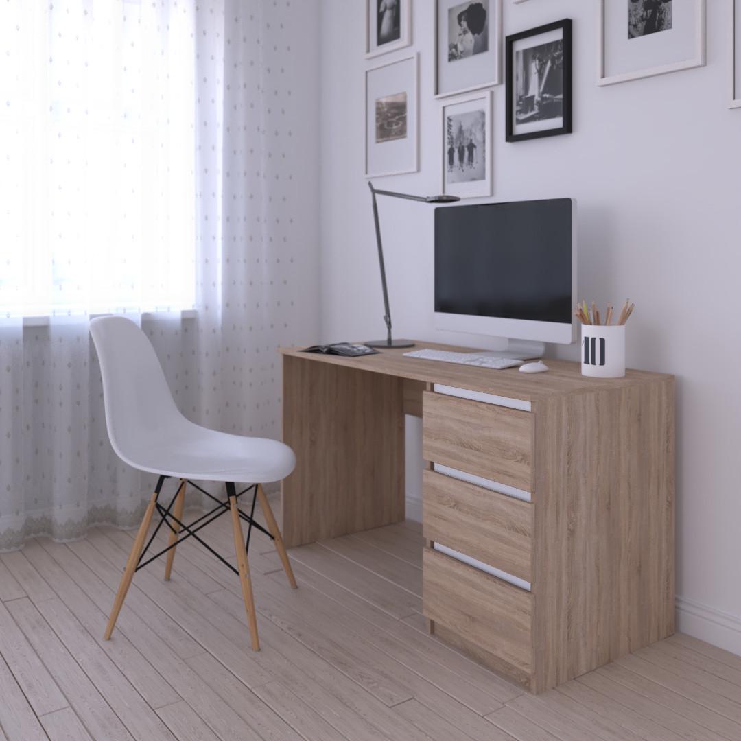 Стол компьютерный с тумбой Вайс R-1 1200х600х755 мм Дуб Сонома/Белые планки (30433869) - фото 2 Стол компьютерный с тумбой Вайс R-1 1200х600х755 мм Дуб Сонома/Белые планки (30433869) - фото 2