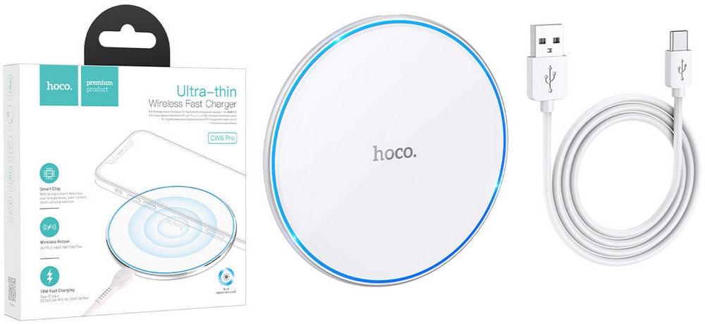 Устройство зарядное беспроводное Hoco CW6 Pro 2в1 кабель Type-C 18W White (36953)
