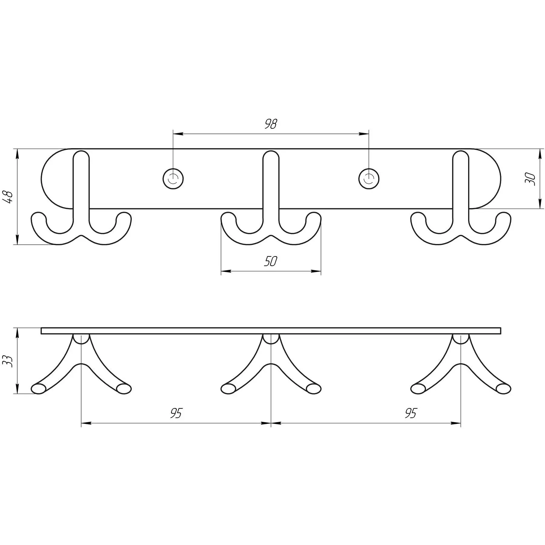 Планка с крючками Perfect Sanitary Appliances RM 1502-3 (GSR-000021387) - фото 3