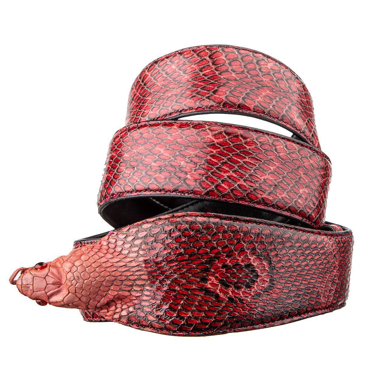 Ремень Snake leather 18593 из натуральной кожи кобры Красный Ремень Snake leather 18593 из натуральной кожи кобры Красный
